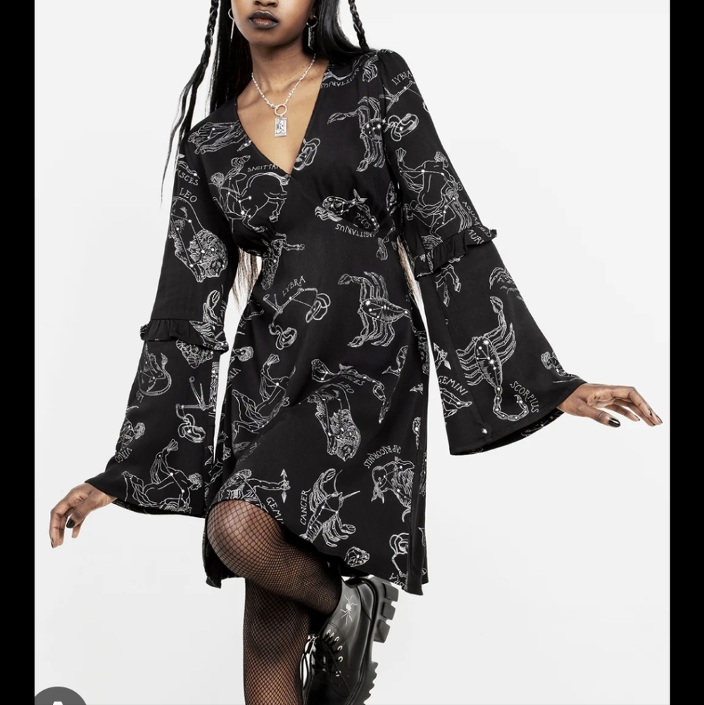 Disturbia Zodiac Flare Sleeve Dress